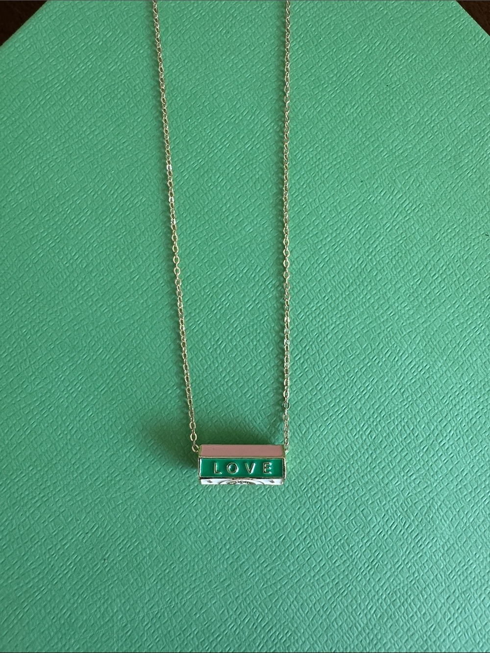 LOVE Enamel Bar Necklace in Green and Pink - Women's Jewelry